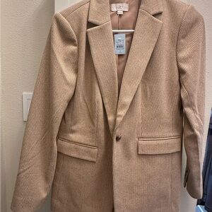 LOFT Houndstooth Blazer in Beige